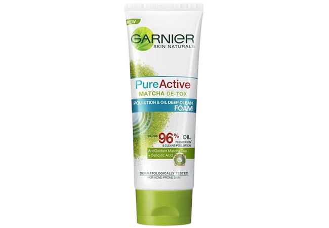 Garnier Pure Active Matcha Deep Clean Dirt & Oil Control Facial Foam, facial foam untuk kulit berminyak